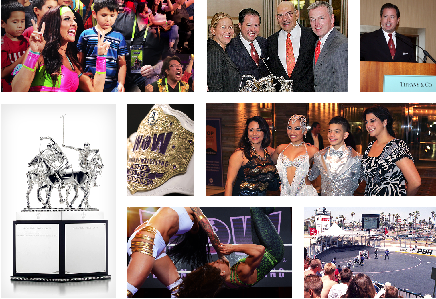 David McLane Enterprises collage showcasing various events and achievements